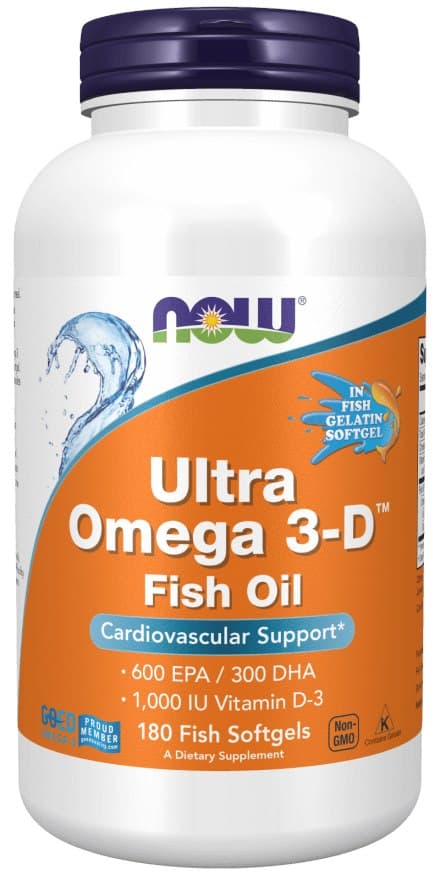 NOW Foods Ultra Omega 3-D™ 180 softgels – NOW Foods förpackning