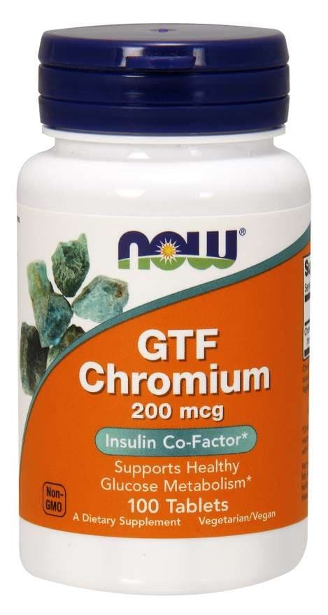 NOW Foods - Gtf Chromium, 200mcg - 100 tabletter – NOW Foods förpackning