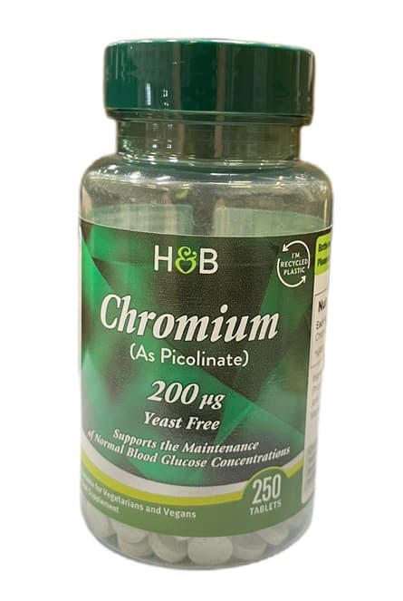 Holland & Barrett Chromium Picolinate 200mcg – 250 tabletter – Holland & Barrett förpackning