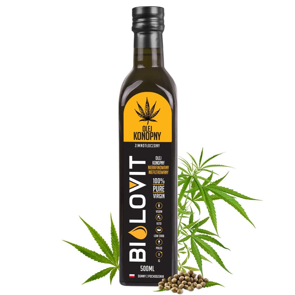 Bilovit Olej Konopny 500 ml zimnotłoczony, ekologiczny – Bilovit confezione