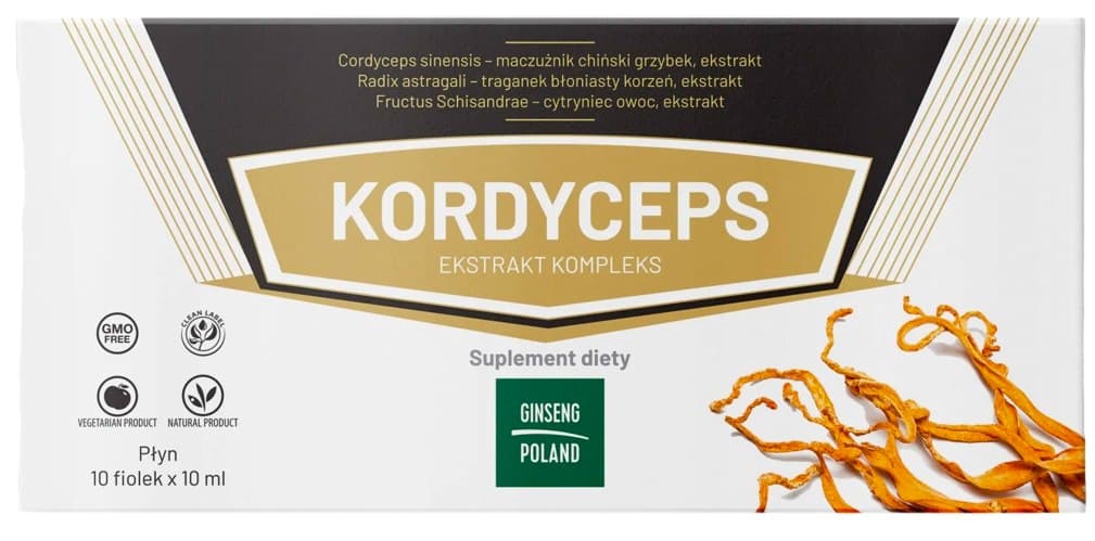 Ginseng Poland - Cordyceps Extract Complex - 10 Vials X 10ml – Ginseng Poland förpackning