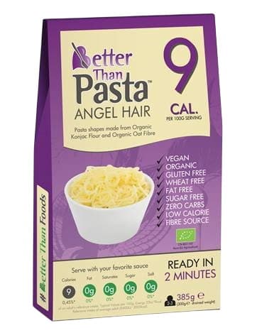 Better Than Foods - Organic Gluten-Free Konjac Angel Hair Pasta 385g – Better Than Foods förpackning