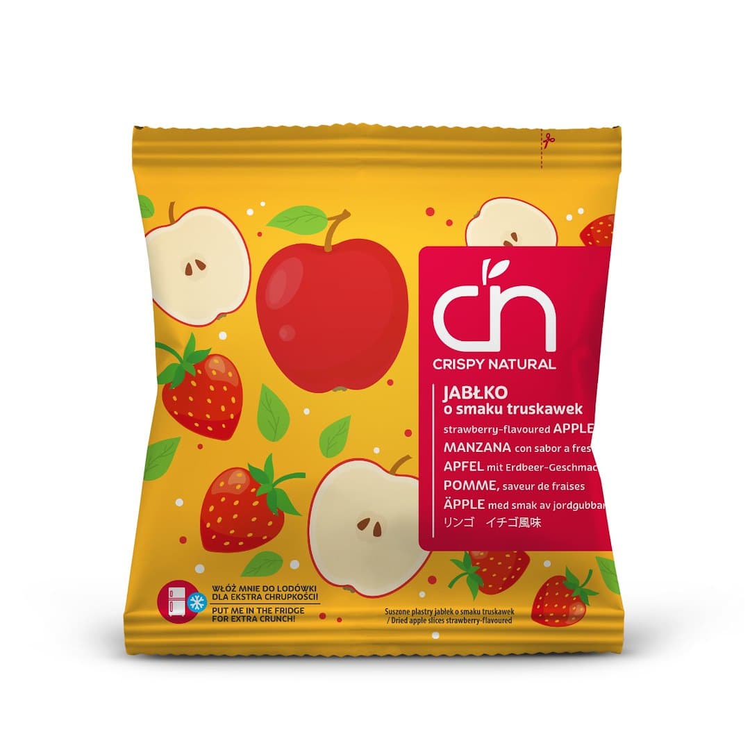 Crispy Natural Jabłko z sokiem truskawkowym w plasterkach 18g – Crispy Natural förpackning