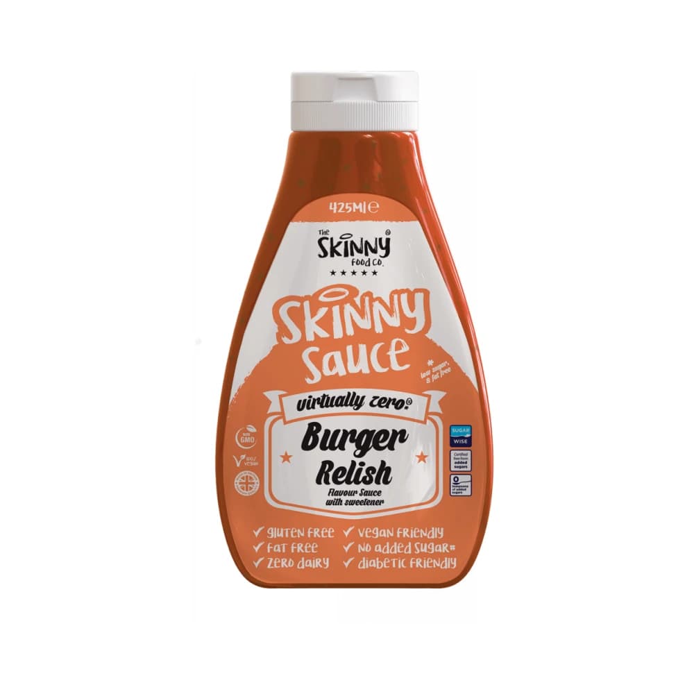 The Skinny Food Co - Skinny Sauces Burger Relish - 425ml – The Skinny Food Co. förpackning