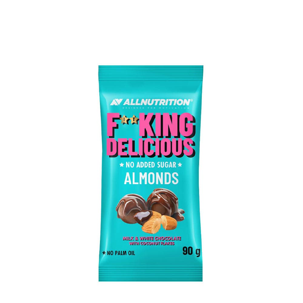Allnutrition Mandel, Milchschokolade & Weiße Schokolade mit Kokosflocken 90g – Allnutrition Verpackung