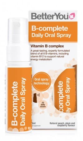 Better You - B-Complete Daily Oral Spray - Persika, Plommon & Hallon 25ml – Better You förpackning