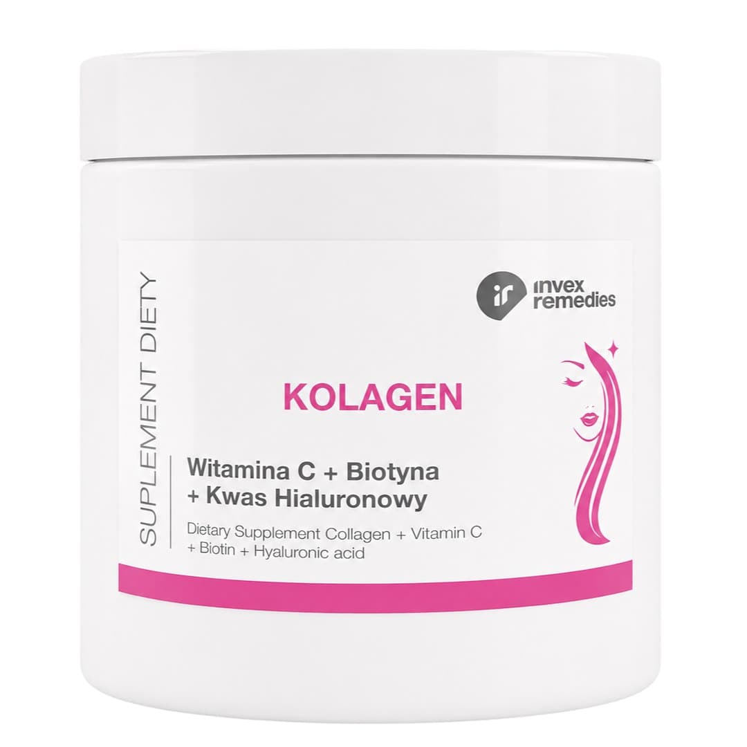INVEX REMEDIES - Collagen + Vitamin C + Biotin + Hyaluronsyra – INVEX REMEDIES förpackning