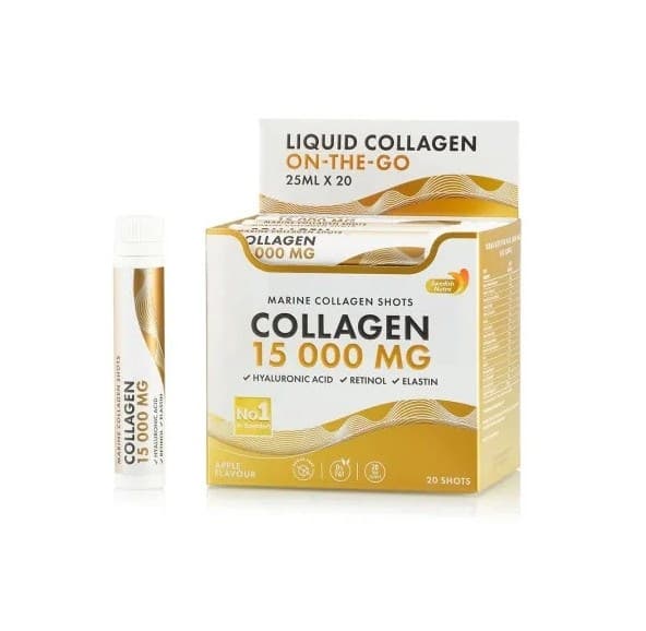 SWEDISH NUTRA Marine Collagen 15 000 mg Shots 25 ml x 20 – Swedish Nutra förpackning