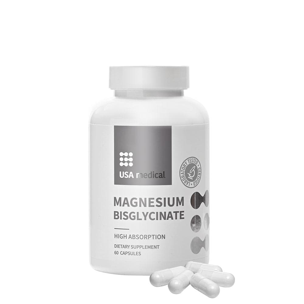 USA Medical Magnesium Bisglycinate - 60 Kapslar – Usa Medical förpackning