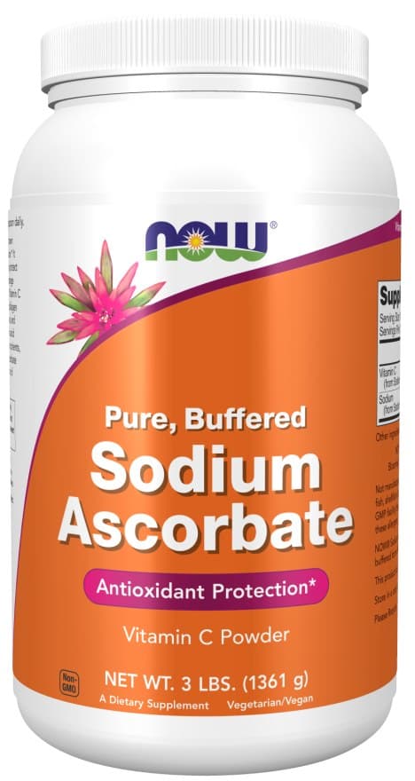 NOW Foods Sodium Ascorbate 3 lbs (1361g) Pulver - Buffrat Vitamin C – NOW Foods förpackning