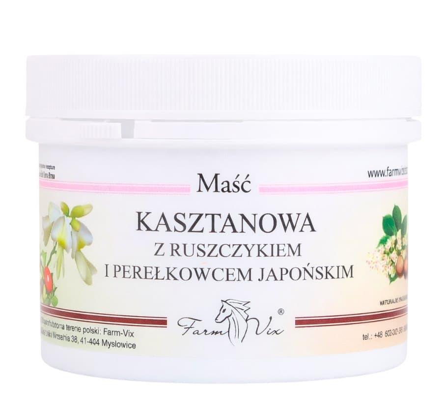 Farm-Vix - Hästkastanjesalva med Butcher's Broom och Japansk Ruscus - 150ml – Farm Vix förpackning