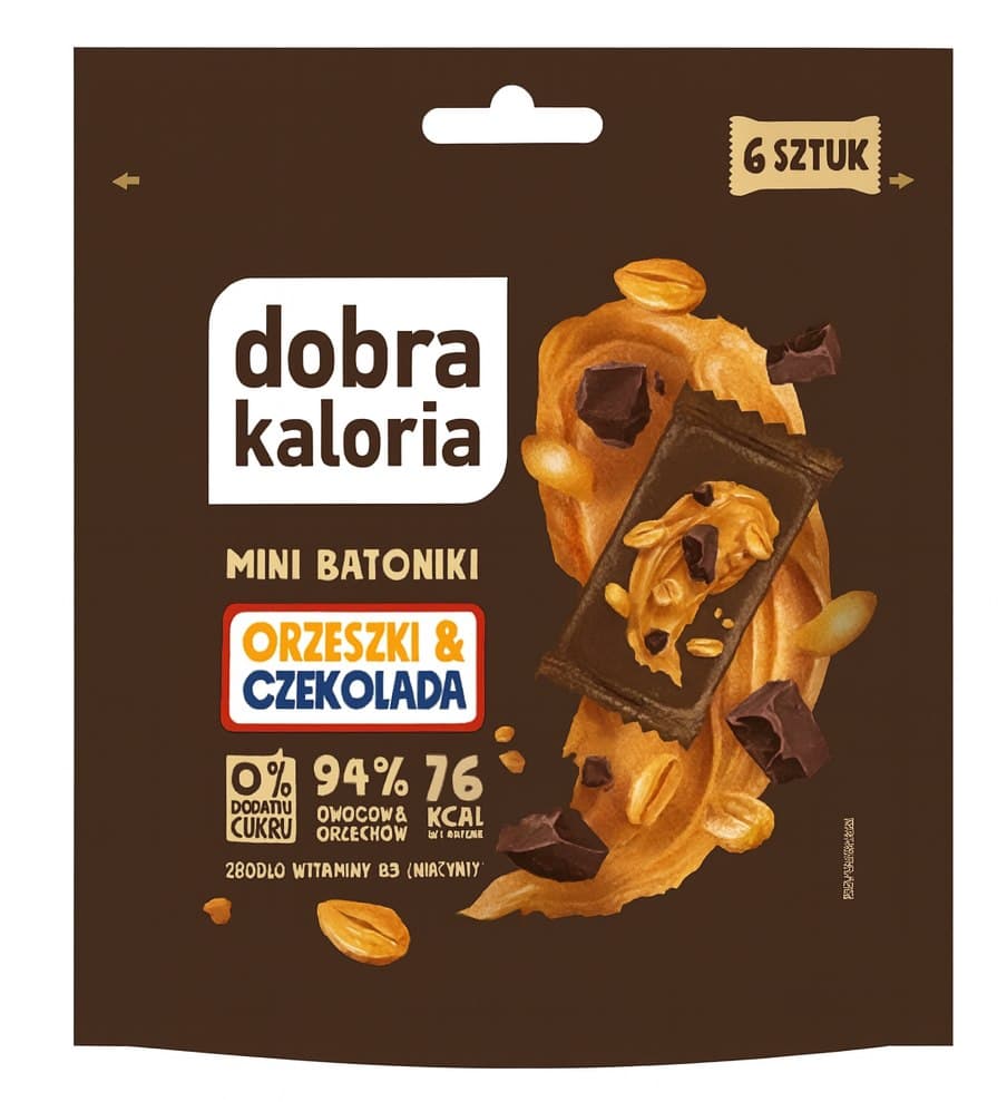 Kubara - Mini Bars Peanuts & Chocolate 6X18g | Dobra Kaloria – Kubara förpackning