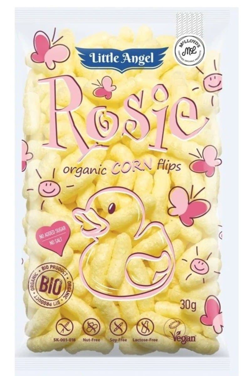 LITTLE ANGEL Chrupki kukurydziane Rosie od 7 miesiąca BIO 30 g | EKO WITAL – Little Angel förpackning