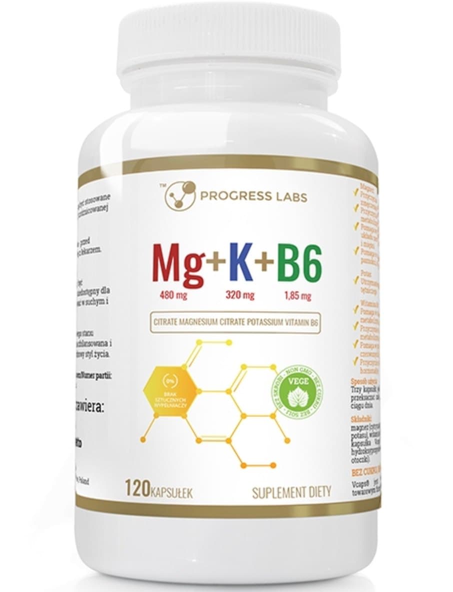 Progress Labs Mg+K+Vit B6 120 capsules