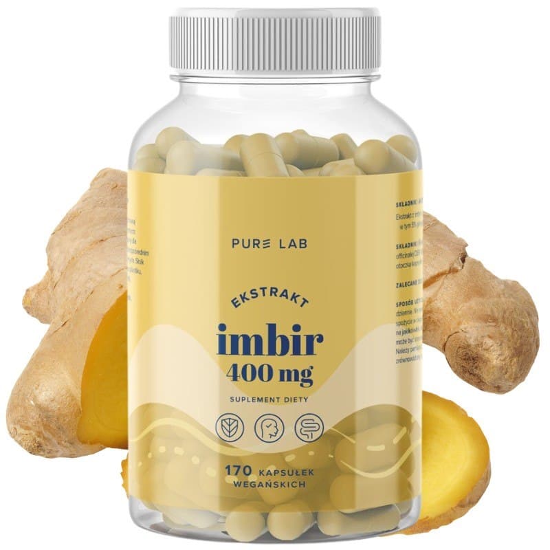 Pure Lab Ekstrakt z imbiru 400 mg 170 kapsułek – Pure Lab förpackning