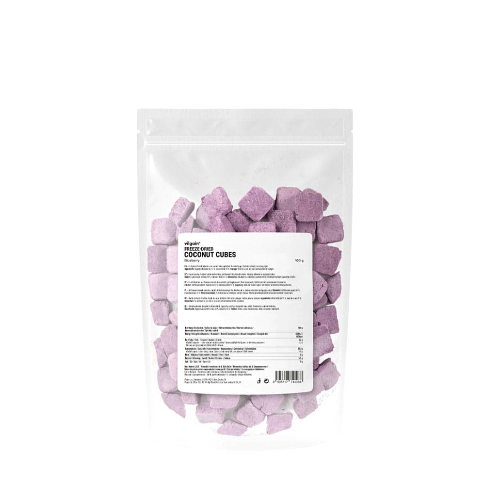Vilgain Coconut Cubes - Blueberry - 100 g – Vilgain förpackning