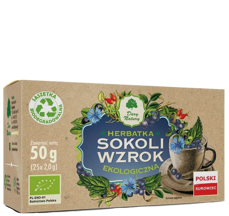 DARY NATURY - Herbatka Sokoli wzrok fix BIO 25*2g DARY NATURY – Dary Natury förpackning