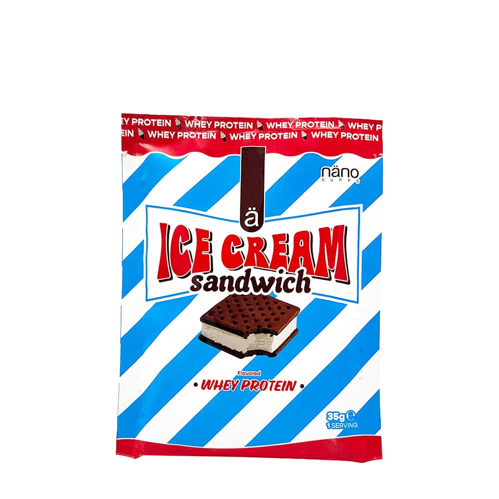 Nanosupps Whey Protein Ice Cream Sandwich 35g – Nanosupps förpackning