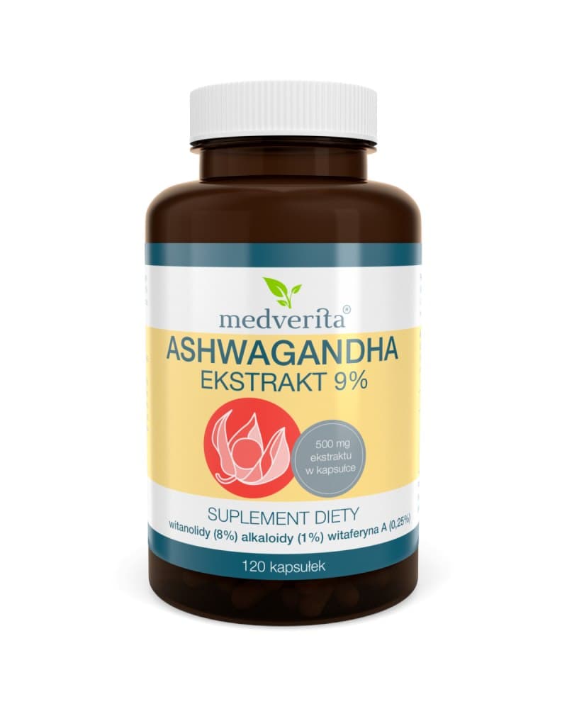 Medverita Ashwagandha 9% 120 kapslar – Medverita embalagem