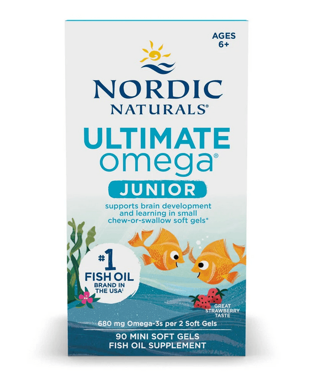 Nordic Naturals - Omega Fish Oil Junior Fraise 680mg - 90 Mini Softgels – Nordic Naturals emballage