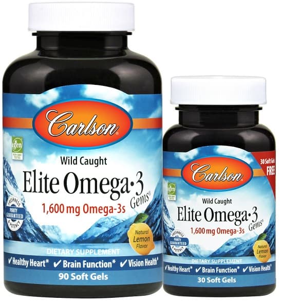 Carlson Omega-3 Gems Natural Lemon 1600mg - 120 Sgels – Carlson Labs förpackning