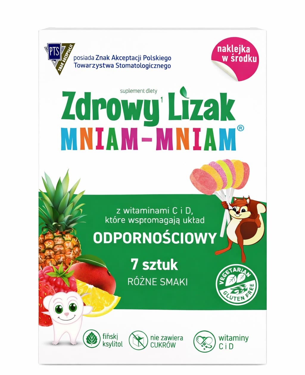 Starpharma - Sockerfria Klubbor, Blandade Smaker, 7 stycken – Zdrowy Lizak förpackning