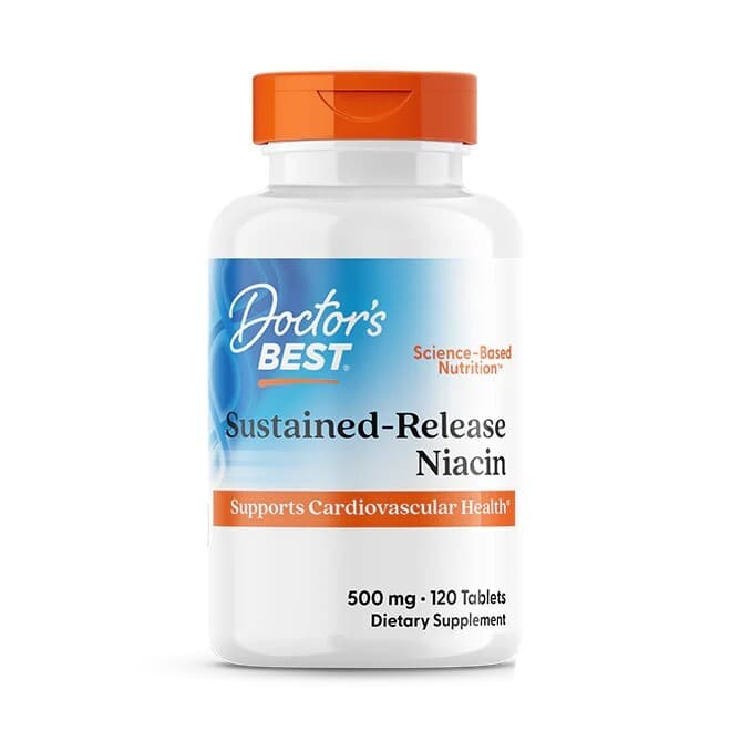 Doctor's Best Sustained-Release Niacin 500mg - 120 tabletter – Doctor's Best förpackning