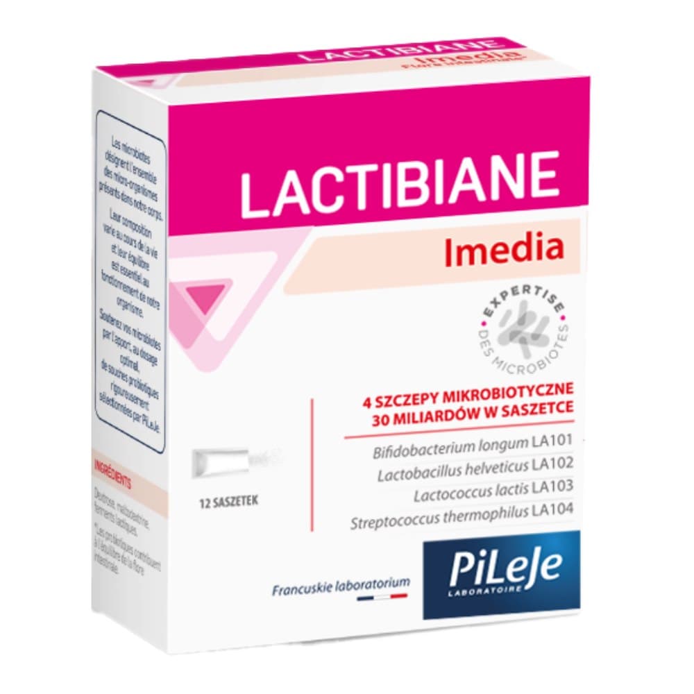 Pileje Lactibiane Imedia - 12 Sachets, probiotiskt tillskott – Pilele förpackning