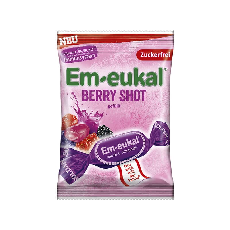 Berry Shot Fyllda Halstabletter 75g sockerfri | Em-eukal
