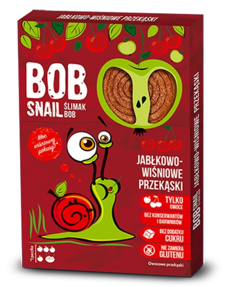 BOB SNAIL Przekąska äpple körsbär 60 g | EKO WITAL – BOB SNAIL förpackning