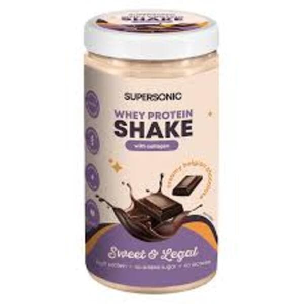 SUPERSONIC Shake med Kollagen, smak belgisk choklad, laktosfri 560 g – SUPERSONIC förpackning