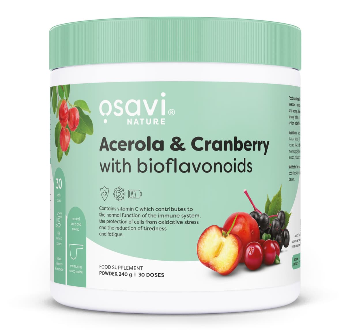 Osavi - Acerola & Cranberry med Bioflavonoider - 240g – Osavi Nature förpackning