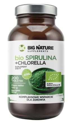 Big Nature - Spirulina + Chlorella Organic - 200 tabletter – Big Nature förpackning