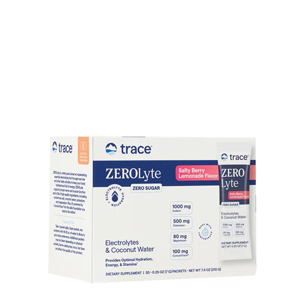 Trace Minerals Zerolyte Elektrolytdryck - 30 Påsar, 210g – Trace Minerals förpackning