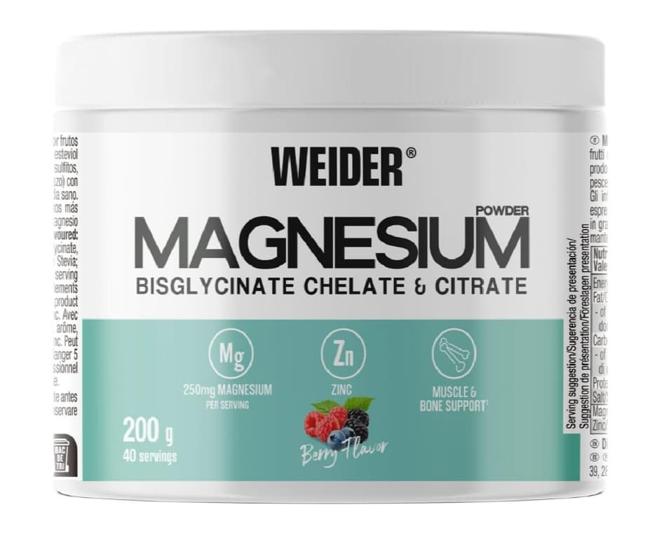 Weider Magnesium Bisglycinate Chelate & Citrate 200g pulver – Weider förpackning