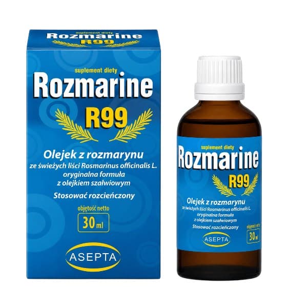 Asepta - Rozmarine R99 - Rosmarin & Salvia Oljetillskott - 30ml – Asepta förpackning