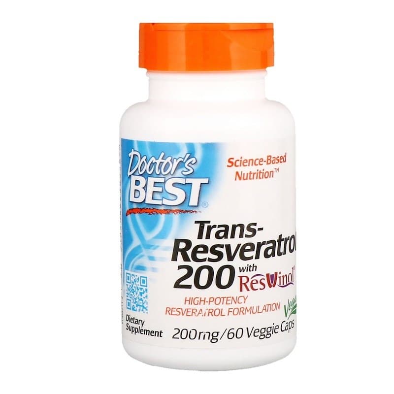 Doctor's Best Trans-Resveratrol med Resvinol 200 mg – 60 Veganska Kapslar – Doctor's Best förpackning