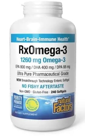Natural Factors RxOmega-3 1260mg - 240 mjukgelatinkapslar – Natural Factors förpackning