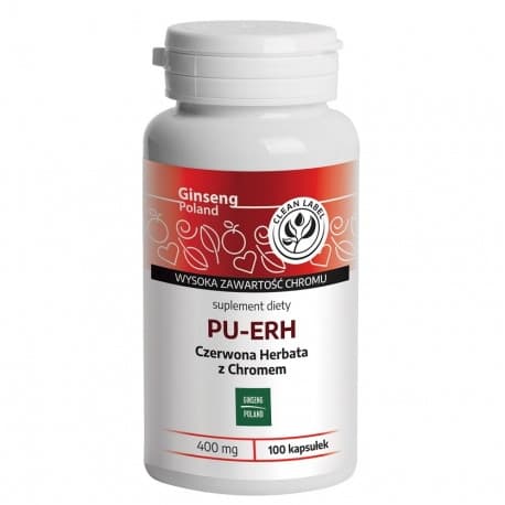 Ginseng Poland - Pu-Erh Rött Te med Krom - 100 Kapslar – Ginseng Poland förpackning