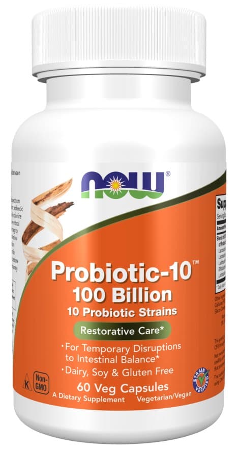 NOW Foods - Probiotic-10™ - 60 Vcaps – NOW Foods förpackning