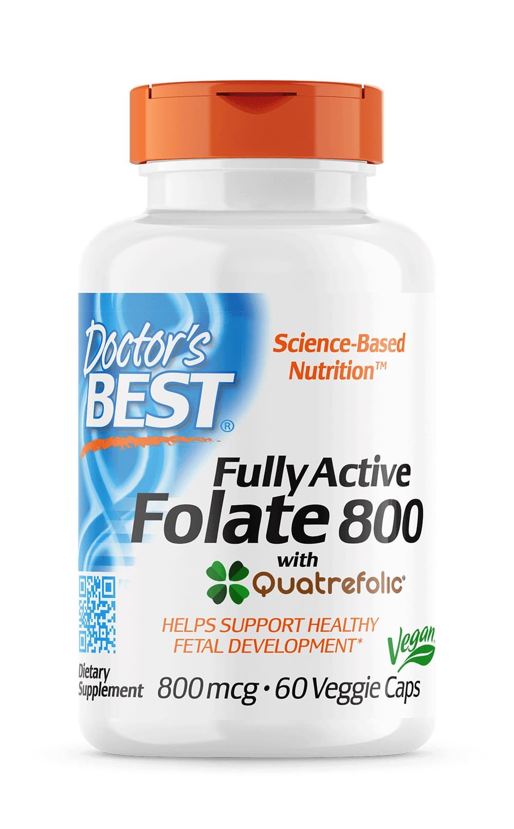 Doctor's Best Fully Active Folate 800 With Quatrefolic - 60 vegetariska kapslar