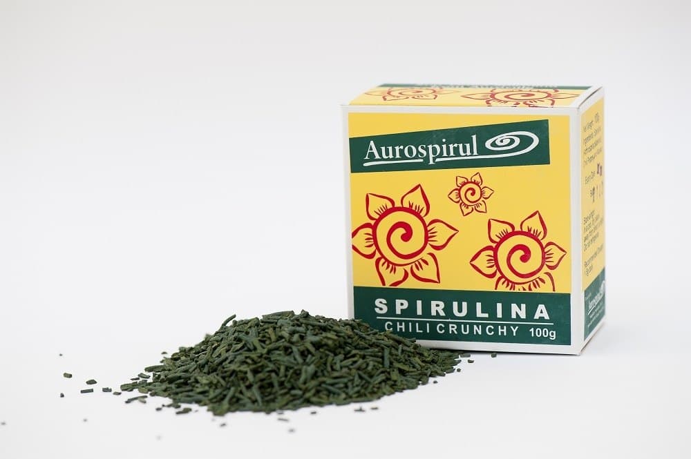 Aurospirul Spirulina Chili Crunchy - 100g – Aurospirul förpackning