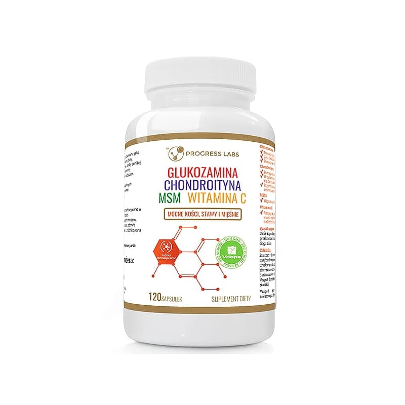 Progress Labs Glucosamina di Manzo Condroitina MSM Vitamina C 120 capsule