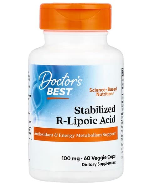 Doctor's Best - Stabiliserad R-Liponsyra 100mg 60 vegetariska kapslar – Doctor's Best förpackning