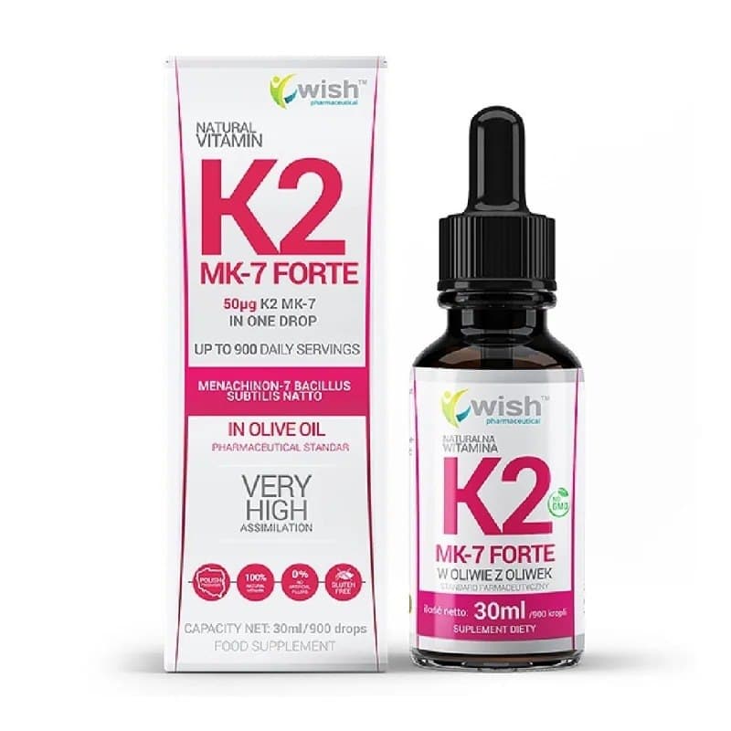Wish Naturalna Witamina K2MK-7 Forte en gotas 30ml – Wish empaque