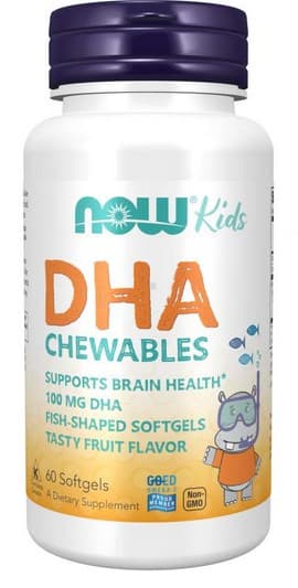 NOW Foods - DHA Kids Fish Oil Gummies 100mg - 60 Softgels – NOW Foods förpackning