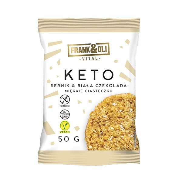 Frank&Oli Keto Soft Cookie Sernik z białą czekoladą 50g – Frank&Oli förpackning