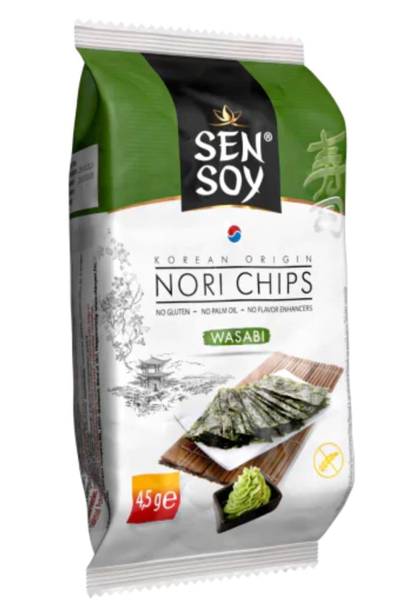 SEN SOY Chipsy Nori Wasabi Bezglutenowe 4,5 g | Bio Planet – SEN SOY förpackning