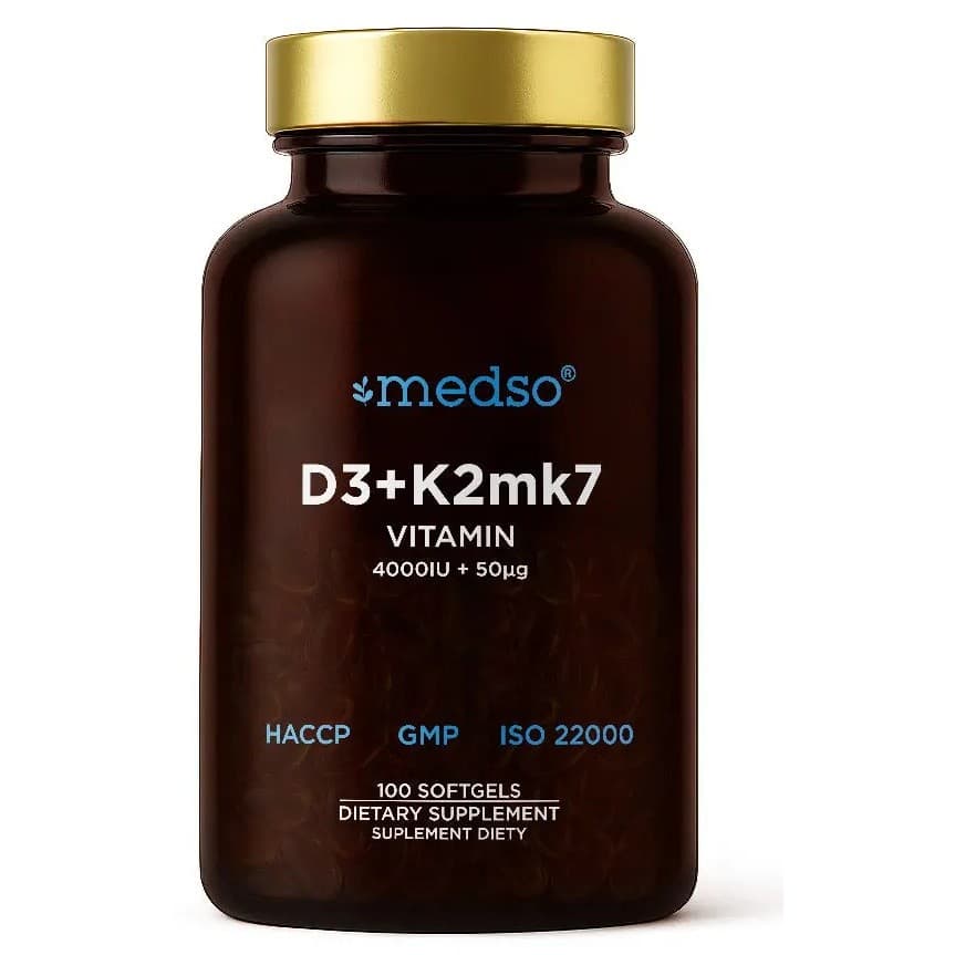 Medso Witamina D3 4000 IU + K2mk7 50 µg 100 kapsułek – Medso förpackning