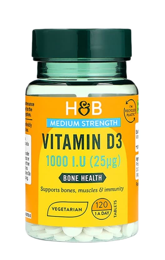 Holland & Barrett Vitamin D3, 25mcg, 120 tabletter – Holland & Barrett förpackning